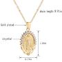AOASK Women Crystal Rhinestone Virgin Mary Pendant Necklace Gold Retro Accessories Party Gifts