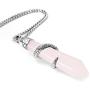 BEADNOVA Healing Crystal Necklace for Women Men Energy Healing Crystal Pendant Gemstones Jewelry Pendulum Crystal Divination (Hexagonal, 18 Inches Stainless Steel Chain)