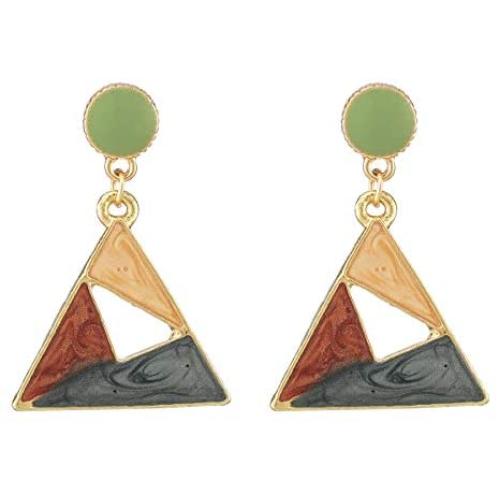 SaunterWay Fashion Triangle Dangle Earrings Multicolor Enamel Geometric Earrings Triangle Statement Earrings Jewelry Gift for women girls
