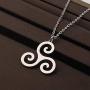 CENWA Stainless Steel Triple Spiral Necklace Emblem Amulet Talisman Charm