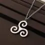 CENWA Stainless Steel Triple Spiral Necklace Emblem Amulet Talisman Charm