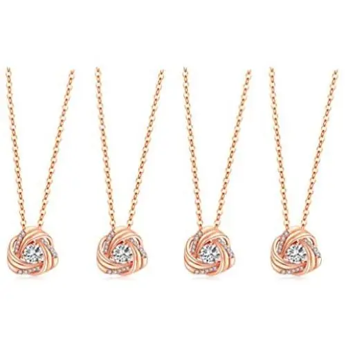 DHQH Bridesmaids Necklace GiftsCubic Zirconia Knot Pendant Bridesmaid Necklace for Women I Couldn’t Tie a Knot Without You Wedding Proposal Necklaces Jewelry(Rose Gold/Silver)
