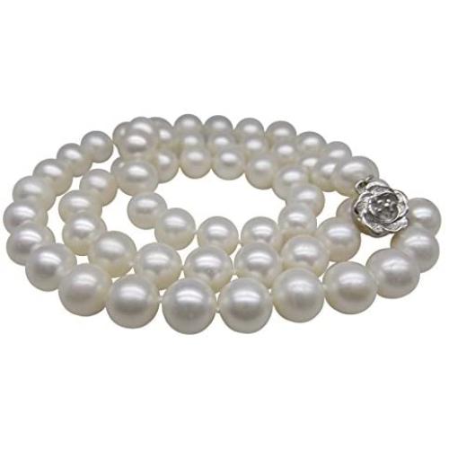 Pearl Romance II Round Pearl II Classic Cultured Freshwater White Strand Pearl Necklace for Women Jewelry Christmas Genuine