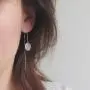 MANZHEN Minimalist Wafer Coin Disc Circle Threader Drop Earrings