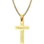 Mealguet Jewelry Stainless Steel Philippians 4:13 Christian Bible Verse Engraved Cross Pendant Necklace for Men,20''