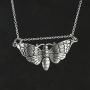 Sterling Silver Deaths Head Hawk Moth Pendant Necklace, 18'' Cable Chain