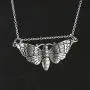 Sterling Silver Deaths Head Hawk Moth Pendant Necklace, 18'' Cable Chain Sterling Silver Deaths Head Hawk Moth Pendant Necklace, 18'' Cable Chain