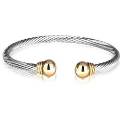 UNY Jewelry European American Fashion Vintage Cables Rhodium 2 Tone Plated Bracelet Design