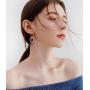 Taoqiao Stainless Steel Dangle Drop Earrings for Women Simple Blue Crystal Geometry Ball Stud Earring Cute Flower Girl Personalized Fashion Jewelry
