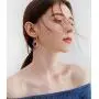 Taoqiao Stainless Steel Dangle Drop Earrings for Women Simple Blue Crystal Geometry Ball Stud Earring Cute Flower Girl Personalized Fashion Jewelry
