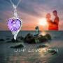 Mermaid Necklace Sterling Silver Sea Mermaid with Love Heart Pendant Crystal, Jewelry Gifts for Girlfriend Daughter