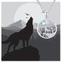 TRISHULA Wolf Necklace,925 Sterling Silver Forest Moon Wolf Necklace for Women Charm Animals Jewelry Gift for Women Girl/Girlfriend Teen