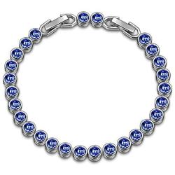 LADY COLOUR Jewelry Gifts for Women, Ballad for Adeline Series Blue Tennis Bracelet 6.4'' + 1.1''/ Earrings, Crystals Jewelry Gift Box Packing, Birthday Gifts for Her