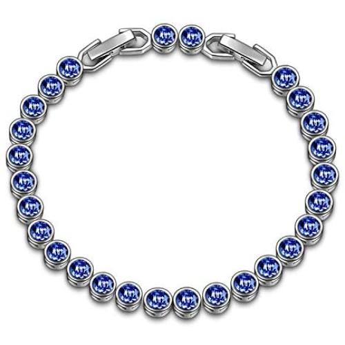 LADY COLOUR Jewelry Gifts for Women, Ballad for Adeline Series Blue Tennis Bracelet 6.4'' + 1.1''/ Earrings, Crystals Jewelry Gift Box Packing, Birthday Gifts for Her