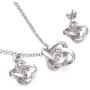Yoursfs Halos Bridal Jewelry Set for Women Platinum Plated Big CZ Austrian Crystal Clip On Earrings Pendant Necklace Sets