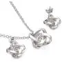 Yoursfs Halos Bridal Jewelry Set for Women Platinum Plated Big CZ Austrian Crystal Clip On Earrings Pendant Necklace Sets
