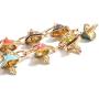 Cute Colorful Chunky Link Chian Enamal Mushroom Choker Necklace 14K Gold Plated Lovely Handmade Rainbow Vegetables Tassel Collar Necklace for Women Girl Plant Food Jewelry Gift