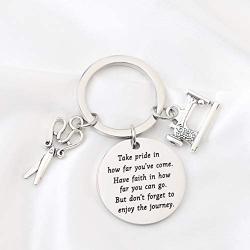 Seamstress Keychain Graduation Gifts Sewing Machine Keychain Dressmaker Tailor Gift Quilter Gift Home Economics Instructor Inspiration Gift Take Pride in How Far You Have Come