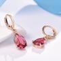 GULICX Lady jewelry Gift Pear Cut Ruby -Color Gold Tone Women Sparkle Dangle Earrings