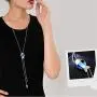 HSQYJ Crystal Flower Pendant Necklace Pretty Pearl Adjustable Long Sweater Necklace Fashion Jewelry for Women Girls