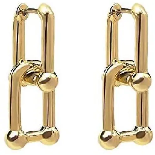 14K Gold Plated U-Shaped Chunky Link Chain Earrings Detachable Minimalist Chain Drop Earrings for Women Girls 14K Gold Plated U-Shaped Chunky Link Chain Earrings Detachable Minimalist Chain Drop Earrings for Women Girls
