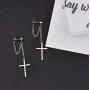 Cross Dangle Drop Earrings with Chain Minimalist Earrings for Women Men Jewelry for Women Girls Family Friends Gifts