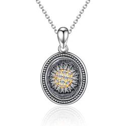 TANGPOET Locket Necklace That Holds Pictures 925 Sterling Silver Compass Pendant Necklace for Women Men Birthday Gifts