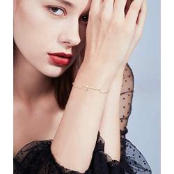 Sllaiss 925 Sterling Silver Religious Sideways Cross Bracelet for Women Men Cross Jewelry Christian Bracelet Adjustable Link Chain Hypoallergenic