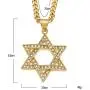 JAJAFOOK Star of David Pendant 18K Yellow Gold Iced Out Solid Jewish Necklace Jewelry, Cuban Chain JAJAFOOK Star of David Pendant 18K Yellow Gold Iced Out Solid Jewish Necklace Jewelry, Cuban Chain