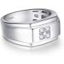 BONLAVIE 10mm 925 Sterling Silver Mens Wedding Ring Round Cut Cubic Zirconia Engagement Ring for Men Comfort Fit Wedding Band Size 7-13