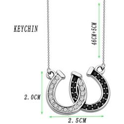 KEYCHIN Lucky Horseshoe Jewellery Horse Lovers Gift Popular Double U-Shaped Black and White Horseshoe U-Shaped Clavicle Necklace for Woman and Girl