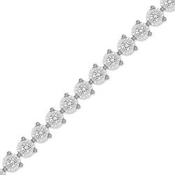 La4ve Diamonds 1.00 Carat Real Diamond Martini Tennis Bracelet (J, I3) Rhodium Gold Plated Over Sterling Silver 3 Prong Set Miracle Plate Womens Fashion Jewelry (White, Yellow, Rose Gold Tone)