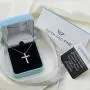 Classic Cross Pendant Necklace with Natural Round Diamonds Set in 925 Sterling Silver with 18 Inch Silver Cable Chain Classic Cross Pendant Necklace with Natural Round Diamonds Set in 925 Sterling Silver with 18 Inch Silver Cable Chain