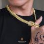 KRKC&CO 14mm Iced Cuban Link Chain, 14k/White Gold Cuban Link Curb Chain for Men, Cuban Choker Necklace, Durable and Anti-Tarnish Urban Street-wear Everlasting Shine Hip Hop Jewelry