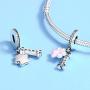 Dog Paw Charm for Pandora Charms Bracelet Pink Enamel CZ Paved Bead Charms Birthday Jewelry Gifts