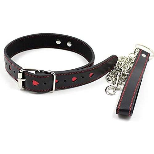 Punk Multicolor Leather Collar and Leash Choker Adjustable Gothic Metal Necklace with Chain Detachable Cosplay Couple Jewelry for Women Men