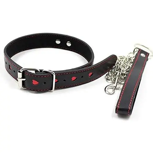 Punk Multicolor Leather Collar and Leash Choker Adjustable Gothic Metal Necklace with Chain Detachable Cosplay Couple Jewelry for Women Men