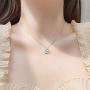 Star Planet Necklace Choker Blue Glass Cubic Zirconia Starry Universe Round Circle Pendant Necklace for Women Girls Fashion Jewelry