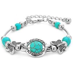 Natural Turquoise Bracelet Classic Luxury Women Summer Unique Design Bohemian Beaded Butterfly Bracelet Jewelry