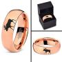 Elk Moose Walking Ring - Tungsten Band 8mm - Men - Women - 18k Rose Gold Step Bevel Edge - Yellow - Grey - Blue - Black - Brushed - Polished - Wedding - Gift Dome Flat