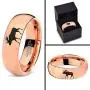 Elk Moose Walking Ring - Tungsten Band 8mm - Men - Women - 18k Rose Gold Step Bevel Edge - Yellow - Grey - Blue - Black - Brushed - Polished - Wedding - Gift Dome Flat Elk Moose Walking Ring - Tungsten Band 8mm - Men - Women - 18k Rose Gold Step Bevel Edge - Yellow - Grey - Blue - Black - Brushed - Polished - Wedding - Gift Dome Flat