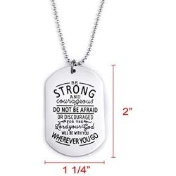 Melix Home Inspirational Gifts Lord Necklace Be Strong and Courageous Dog Tag Necklaces Easter Teen Boys Girls Gift