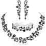 JOERICA Rhinestone Necklace and Earrings Set for Women Wave Flower Fashion Costume Jewelry