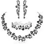 JOERICA Rhinestone Necklace and Earrings Set for Women Wave Flower Fashion Costume Jewelry