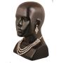 Touchstone ''Contemporary Kundan Collection Indian Bollywood tthree Layer Square Kundan Look Jewelry Necklace Set in Antique Gold Tone for Women