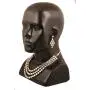 Touchstone ''Contemporary Kundan Collection Indian Bollywood tthree Layer Square Kundan Look Jewelry Necklace Set in Antique Gold Tone for Women