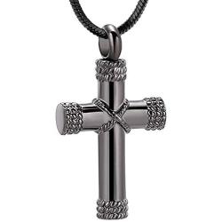 Rope Winding Cross Cremation Ashes Urn Pendant Necklace Memorial Keepsake Jewelry Lord’s Prayer Cross Ashes Necklaces