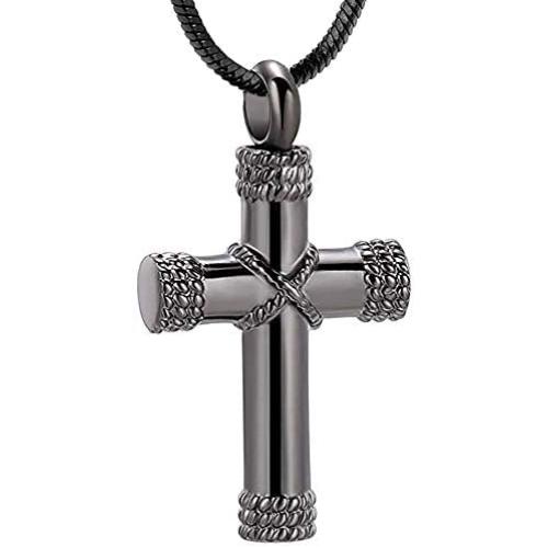 Rope Winding Cross Cremation Ashes Urn Pendant Necklace Memorial Keepsake Jewelry Lord’s Prayer Cross Ashes Necklaces