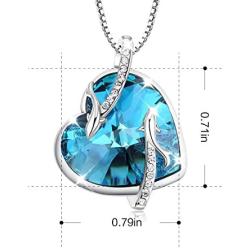Turantu Gift for Women''Heart of the Ocean'' Dolphin Pendant Necklace Made with SWAROVSKI Crystal
