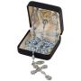 Holly Lines Swarovski Pearl Heritage Collection Catholic Rosary Case and Pouch, Creed 6 mm Beaded Rosary in Hard-Side Black Case with Ave Maria Zippered Pouch and Rosary Mysteries Card